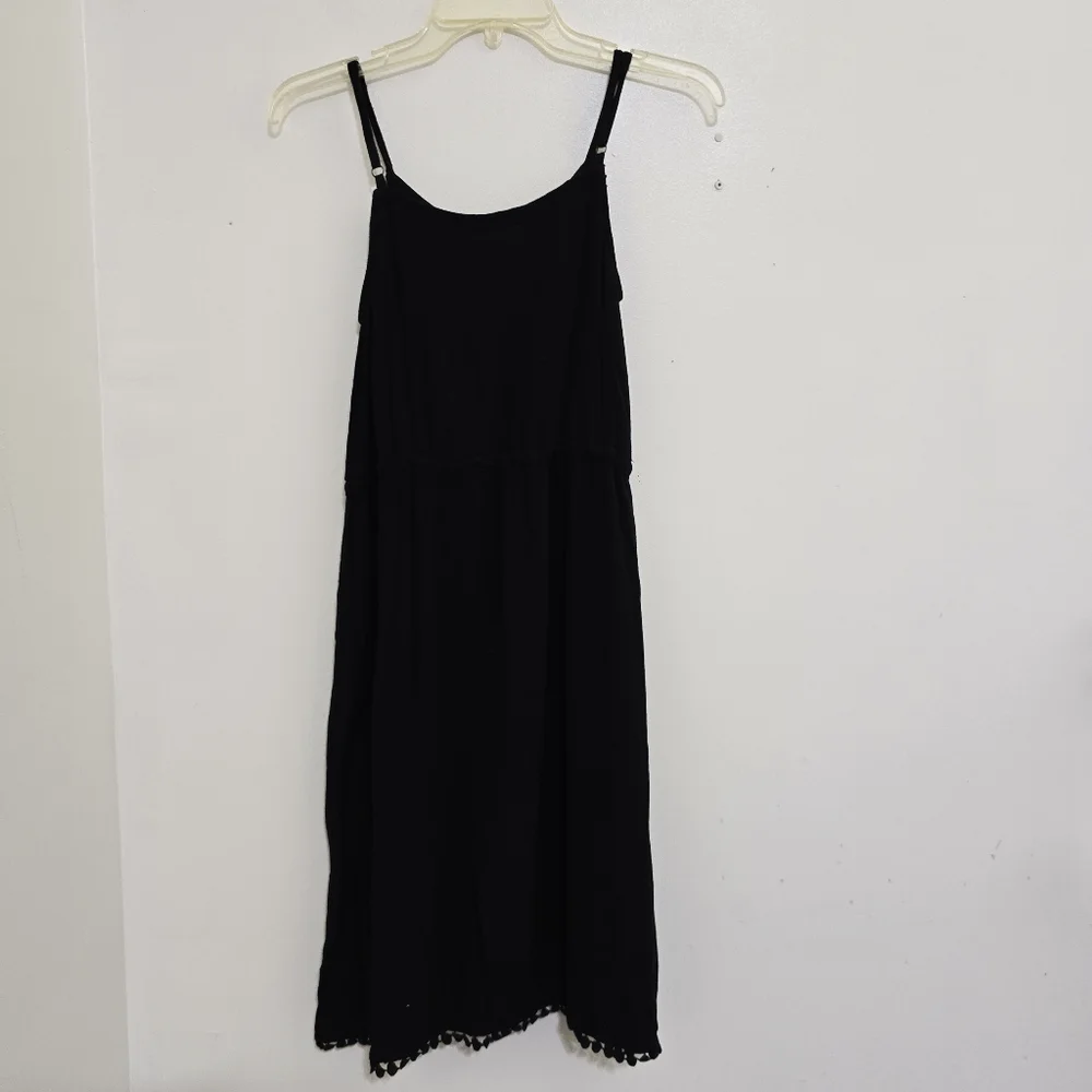 KNOX ROSE size Small Sleeveless Embroidered Tie Waist‎ Button Boho Dress Black